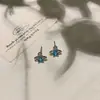 Pendientes de Emperatriz para Mujer Aguja de Plata S925 Diamante Completo Microincrustado Circonita Cruz Simple Versátil Pendientes Pequeños de Botón Joyería