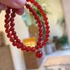 Pulsera de ágata roja natural con doble círculo de ágata de hielo, gran calidad, colgante de bola de cuentas grandes, cuentas rojas, suministro en vivo para mujeres