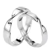 Anel Mobius banhado a platina anel de casal aberto estilo coreano zircão irregular anel de personalidade atacado