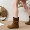 Botines retro para mujer con aumento interno de altura, nuevos botines estilo western slip-on Martin para otoño e invierno 2026, botines de punta redonda, botines de plataforma estilo Birkenstock