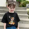 Camiseta de Manga Curta para Meninas Algodão Puro Meia Manga Top para Bebê Fino Roupas Infantis Moda 2026 Nova Roupa de Verão