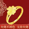 Novo Anel de Trevo de Quatro Folhas Dourado Vietnamita, Ouro de Imitação, Popular no Xiaohongshu, Design Aberto Niche, Pode Ser Queimado, Estilo Popular