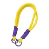 Colgante de juguete de peluche con cordón tejido multicolor, correa de muñeca para teléfono móvil, correa corta de mano con doble hebilla, accesorio de cordón de nailon