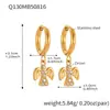 Miduoduo Joyería Europea y Americana Acero Inoxidable Forma de Abanico Mariposa Incrustada con Diamantes Circonita Pendientes de Aro Lisos Chapados en Oro Real de 18K Que No Se Desvanecen
