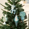 Nuevo Colgante de Árbol de Navidad Transfronterizo Helado Azul Encanto Pequeña Navidad de Caramelo Navideño Tridimensional Reno Adornos