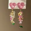 Pendientes Colgantes Redondos con Flor de Aguja Plateada Estilo Pastoral de Verano, Pendientes de Moda Personalizados con Temperamento, Accesorios para Orejas Estilo Vacaciones en la Isla