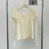 Camisa Base Transparente de Encaje Ruoxin Pure Desire + Top de Terciopelo de Manga Corta Conjunto Casual Atuendo de Otoño para Mujer