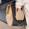 Mocasines con Forro de Piel de Oveja para Mujer 2026 Primavera Nuevo Estilo Piel Genuina de Oveja Color Albaricoque Hebilla Planos Suaves y Cómodos