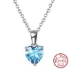 Bestseller transfronterizo Collar Whalexi de plata de ley S925, collar de corazón de circonita con piedra de nacimiento del zodíaco de doce colores