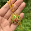Collar de Girasol con Carácter de Fortuna Chapado en Oro Giratorio con un Colgante de Brújula Giratoria Cadena para Suéter Tótem