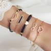 AliExpress nuevo retro amor hojas número 8 negro con cuentas hueco ajustable 5 piezas pulsera de traje al por mayor