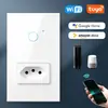Interruptor de panel estándar de EE. UU. Tuya, Interruptor táctil inteligente WiFi estándar de Brasil Tuya + enchufe con medición, Alexa