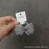 Diadema Nueva de Primavera y Verano para Bebés y Niños Rayas Grises Seda Mini Lazo Banda de Goma Banda para el Cabello Cuerda para el Cabello Flor para el Cabello