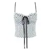 Moda Femenina Transfronteriza Verano 2026 Elegante Ajustado Versátil Top Camisola de Cuadros Lunares con Lazo para Mujer