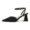 Sandalias Fuhao para mujer con tacón grueso y punta cerrada, colección primavera/verano 2026, diseño de tira central delantera, tacón galvanizado, zapatos casuales para mujer