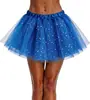 Saia Tutu Adulto em Estoque com 4 Camadas de Tule, Inclui Forro, Lantejoulas de Estrela, Saia de Tule de Comprimento Médio, Saia Bufante, Saia de Performance de Palco