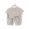 Conjunto de Duas Peças Feminino Verão 2026 Novo Estilo Princesa Doce e Chique Francês Calça Lanterna Floral Super Fofa Manga Curta