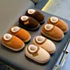 Pantuflas de algodón para niños de invierno, unisex, cálidas y con forro polar, antideslizantes, de suela gruesa, lindas, peludas, para usar en interiores, zapatos de algodón para niños