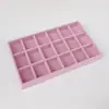 Caja de joyería rosa tamaño pequeño terciopelo anillo pendientes de botón placa placa vacía expositor de joyería caja de almacenamiento de joyería bandeja