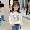 H2349 # Nueva Camiseta de Algodón de Manga Larga Casual de Otoño para Niñas con Cuello Redondo y Estampado de Dibujos Animados.
