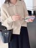 Novo Cardigan de Cashmere Outono e Inverno para Mulheres, Gola Grossa Estilo Francês de Botão Único, Jaqueta Suéter de Lã Tricotada Slim, Tendência