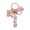 Llavero de moda con letras rosas, lentejuelas de amor, borla de mariposa, llavero, accesorios de colgante de epoxi de cristal para damas