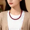 Collar Rojo de Perlas de Imitación para Mujer, Cadena Versátil y de Alta Gama para Suéter, Collar Energético de Otoño e Invierno para Clavícula, Nuevo Estilo Chino