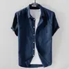 Camisa de lino fina de manga corta estilo japonés para primavera y verano, informal, holgada, de algodón y lino, de manga larga, color blanco