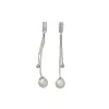 Pendientes de Borla de Perlas Tachonados con Diamantes de Lujo Ligero, Pendientes Largos Versátiles Simples Estilo Ins Que Hacen que el Rostro Parezca Más Delgado