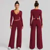 Conjunto de fitness transfronterizo con tirantes estilo ballet, top de manga larga, secado rápido, levantamiento de glúteos, ajuste holgado, conjunto deportivo para correr al aire libre para mujer