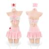 Lencería Sexy Enfermera Sexy Tentación Uniforme Juego de Roles Encaje Decorado Pecho Rosa Conjunto de Íntimos 5401