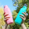 Botella de Agua Deportiva para Exteriores de Grado Alimenticio Taza Plegable Portátil de Silicona Botella de Agua para Correr Fitness Botella de Agua Taza