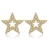 Pendientes de estrella de cinco puntas estilo coreano con cara sonriente, pendientes de moda exquisita, chapados en oro real, microincrustaciones de diamantes completos, pendientes de corazón hueco, pendientes de amor
