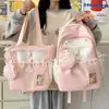 Mochila soft girl muito estilosa, mini bolsa mini ins, conjunto de mochila de duas peças para estudantes universitárias para passeios de primavera