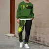 Conjunto de Moletom Masculino 2025 Primavera e Outono Transfronteiriço com Gola Redonda e Estampa, Leve e Casual, Adequado para Uso Diário