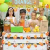 Ba484 Decoração de Bebida Laranja Bandeirolas de Aniversário Bandeira Faixa 3 Bandeiras Tema Bebida de Suco de Laranja Bandeira Pendurada