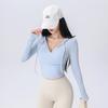 Top Feminino 2025 Novo Justo para Corrida Esportes ao Ar Livre Pilates com Capuz Fitness Manga Longa Roupa de Yoga