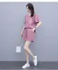 Traje Deportivo Holgado Adelgazante de Talla Grande Verano Nueva Llegada Estampado Elegante Moderno Casual Manga Corta Pantalones Cortos Conjunto de Dos Piezas Moderno