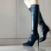 Botas de Moda 2024 con Tacón, Botas Largas Versátiles Estilo Dopamina, Botas de Punta Trendy para Faldas