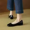 Sapatos Vermelhos Sapatos de Salto Único Feminino 2026 Primavera Novo Estilo Laço Bico Baixo Couro Envernizado Solado Macio Ballet Versátil Plano Sapatos de Casamento