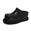 Zapatos Birkenstock de cuero genuino de alta gama, suela gruesa, diseño simple para mujer, nuevo modelo 2026, mocasines derby negros de punta cerrada