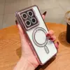 Funda magnética galvanizada con perforación lateral para teléfono móvil, adecuada para Xiaomi 14t Pro 5g, carcasa blanda, película para lente Redmi Note14 Pro