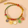 Pulseras de Cuerda Coloridas para el Festival de Medio Otoño al por Mayor, Pulseras Unisex Ajustables Hechas a Mano Estilo Chino para la Seguridad en Festividades