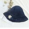 Sombrero de Paja de Moda Versátil Estilo Coreano de Moda Bordado de Margarita Sombrero de Pescador Plegable de Verano para Mujer Sombrero para el Sol
