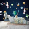 Quarto Infantil Mural de Astronauta 3D Ficção Científica Céu Estrelado Proteção Ambiental Tecido de Parede Quarto de Menino Fundo Espacial Universo Tecido de Parede