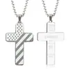 Colar Pingente Cruz Bandeira Americana Popular da Amazon Aço Inoxidável Masculino Colar Moda Personalizada para Mulheres