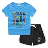 Estilo Novo Verão 2026 Camiseta de Gola Redonda e Shorts Infantis Estilo Coreano Absorvente de Suor Conjunto Casual de Camiseta para Crianças Pequenas e Médias