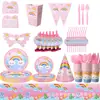 Amazon Vajilla Fiesta Arcoíris Cumpleaños Infantil Año Nuevo Temática Lugar Ambiente Decoración Vasos de Papel Desechables y Productos de Papel