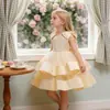 Meninas europeias e americanas vestido de princesa flor menina vestido casamento crianças tutu saia piano desempenho anfitrião vestido de noite estilo ocidental