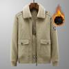 Chaqueta de invierno para hombre, forrada con vellón grueso, estilo aviador de lana de cordero suelta, estilo papá.